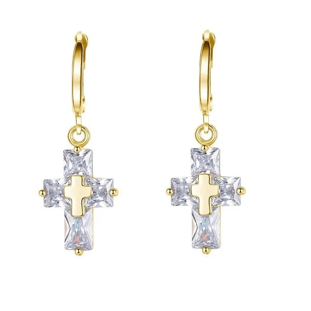 Colorful Transparent Cross Pendant Necklace