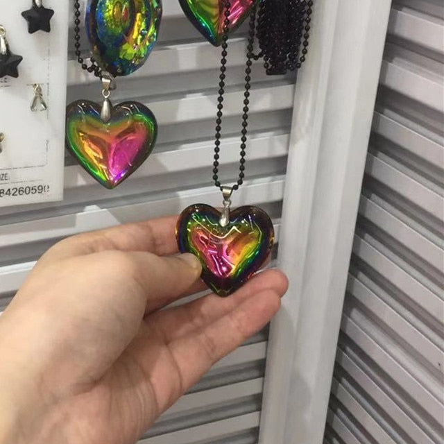 Aura Glass Heart Necklace